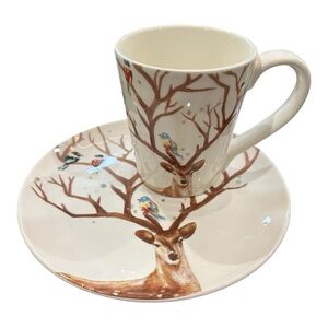 Pier 1 Imports Alexander the Deer Ironstone Plate and Mug